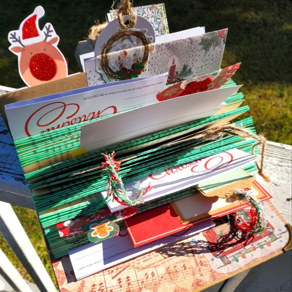 ๐ HAND CRAFTED altered book Christmas card holder junk journal